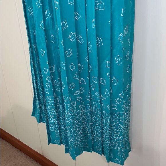 Vtg 80s/90s Leslie Fay turquoise dress - Picture 5 of 8